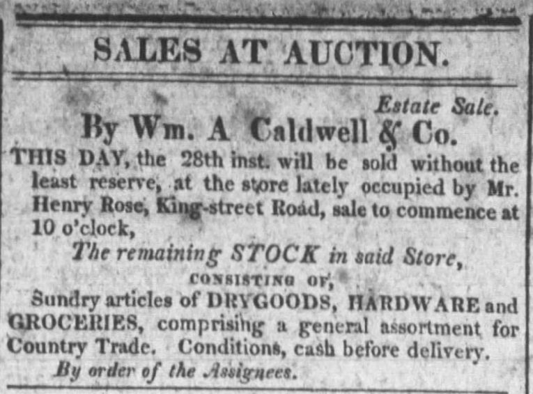 An 1817 Estate Sale Notice